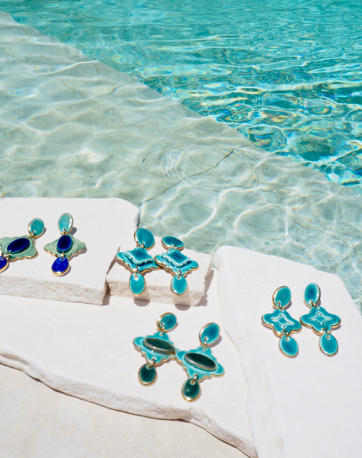 Gioia Originals “Fortunata” Handmade Porcelain Earrings in Jade glossy glaze with 24k Gold lustre details