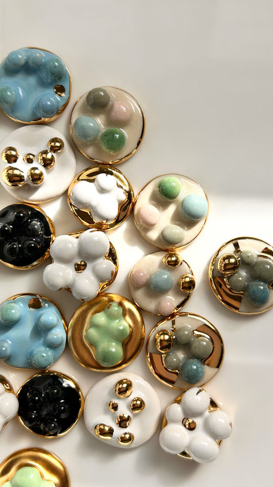 the Jocelyn collection “Nuvolosa” handmade Porcelain Earrings with 24k gold lustre details