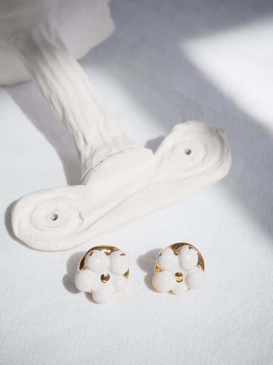 the Jocelyn collection “Flower” handmade Porcelain Earrings with 24k gold lustre details