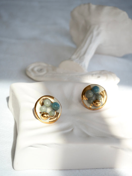 the Jocelyn collection “Verdi” handmade Porcelain Earrings with 24k gold lustre details