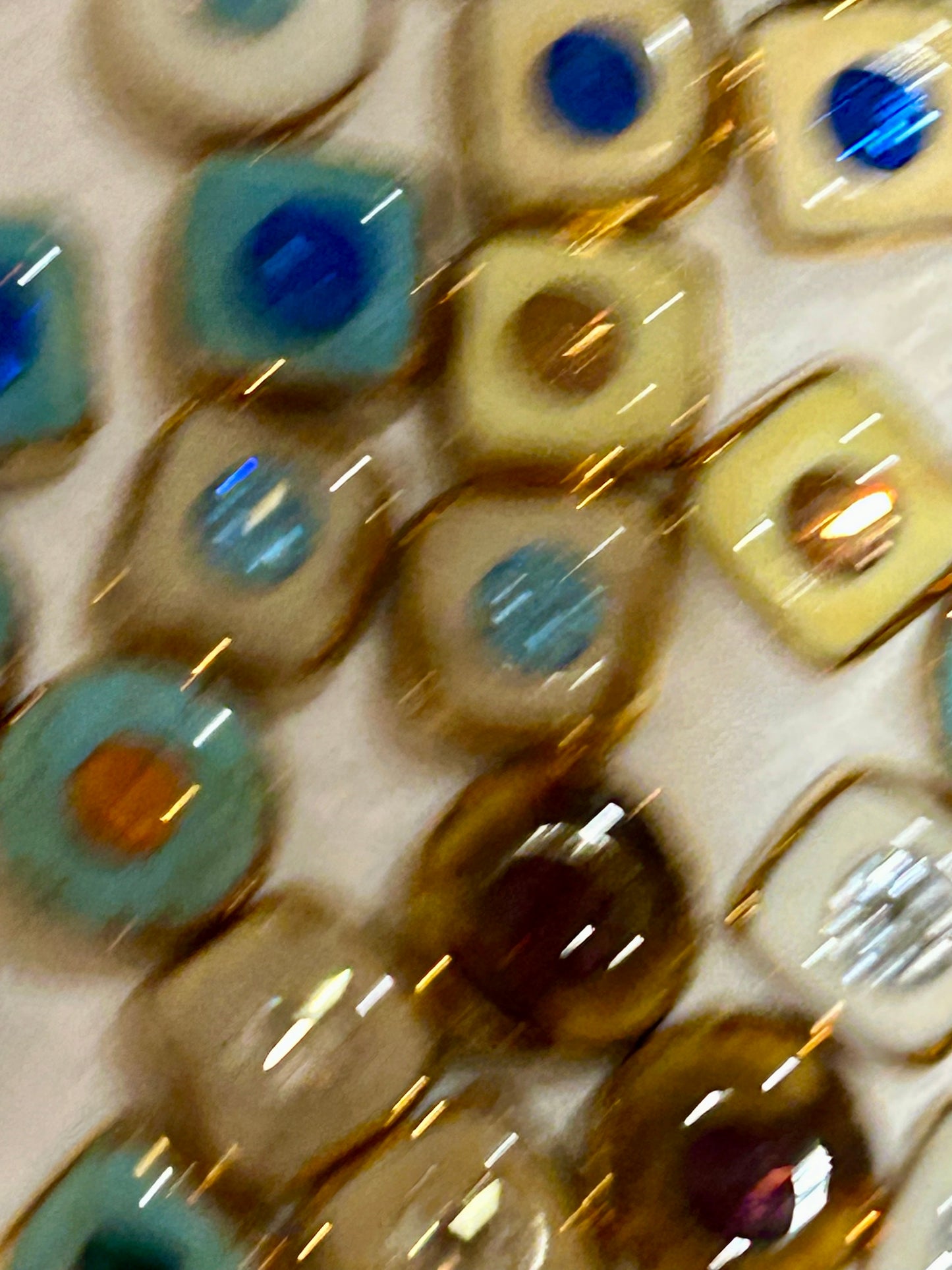“Bigger Supernova” Speckled Aqua Large Handmade Porcelain Studs with 24k Gold lustre rims and an Swarovskis Crystal