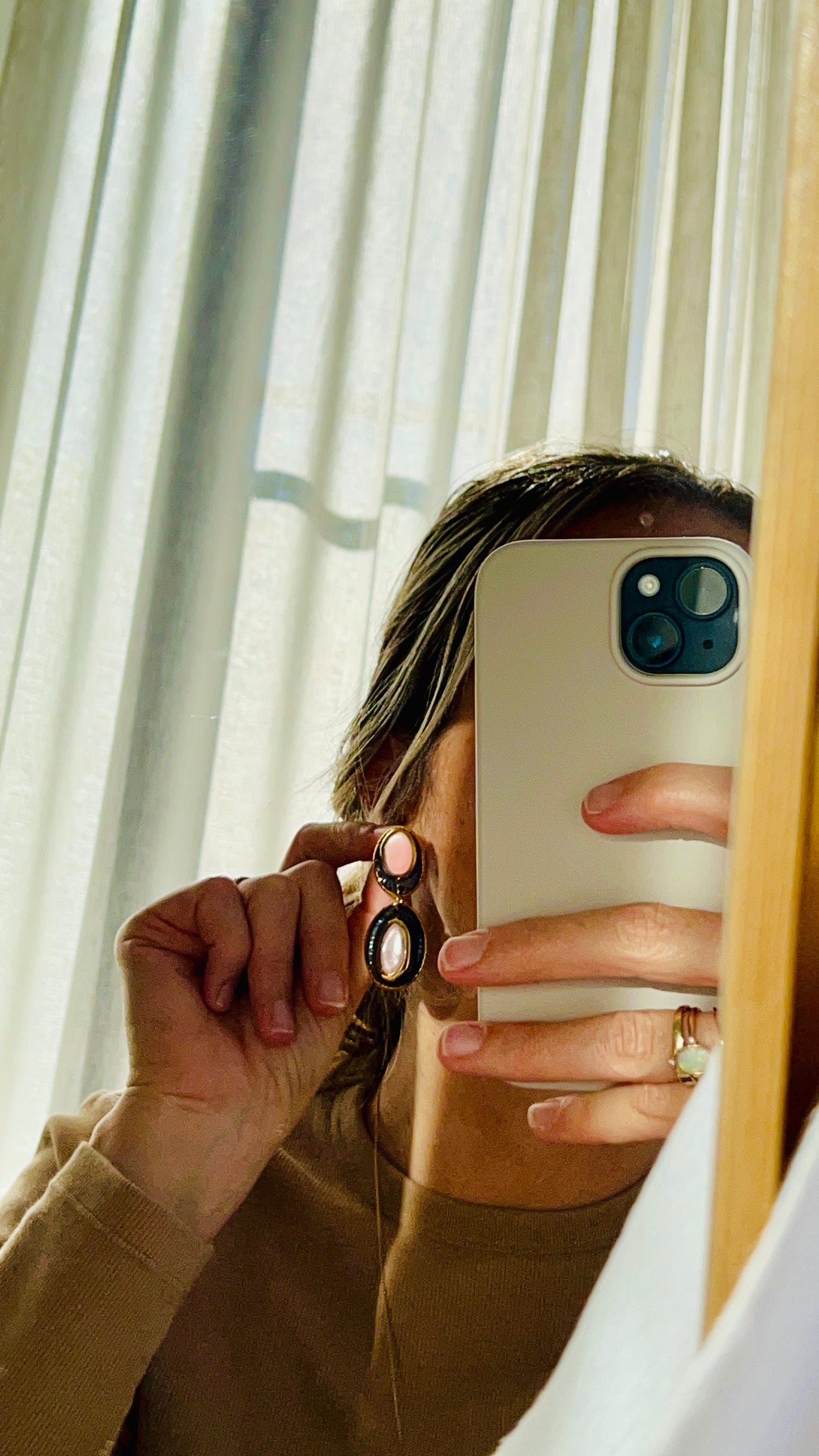 Pietra Collection handmade Black Ceramic Earrings coloured using pink glaze with 24k gold lustre details