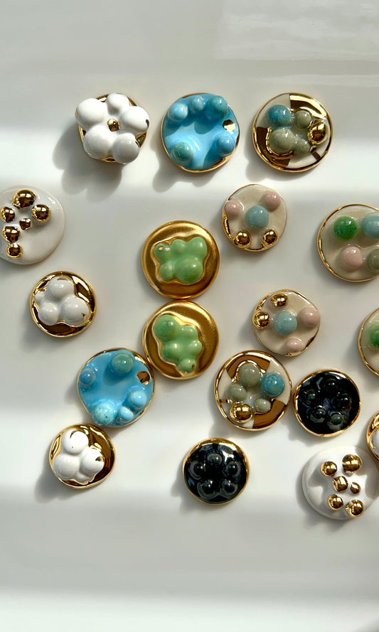 the Jocelyn collection “Verdi” handmade Porcelain Earrings with 24k gold lustre details