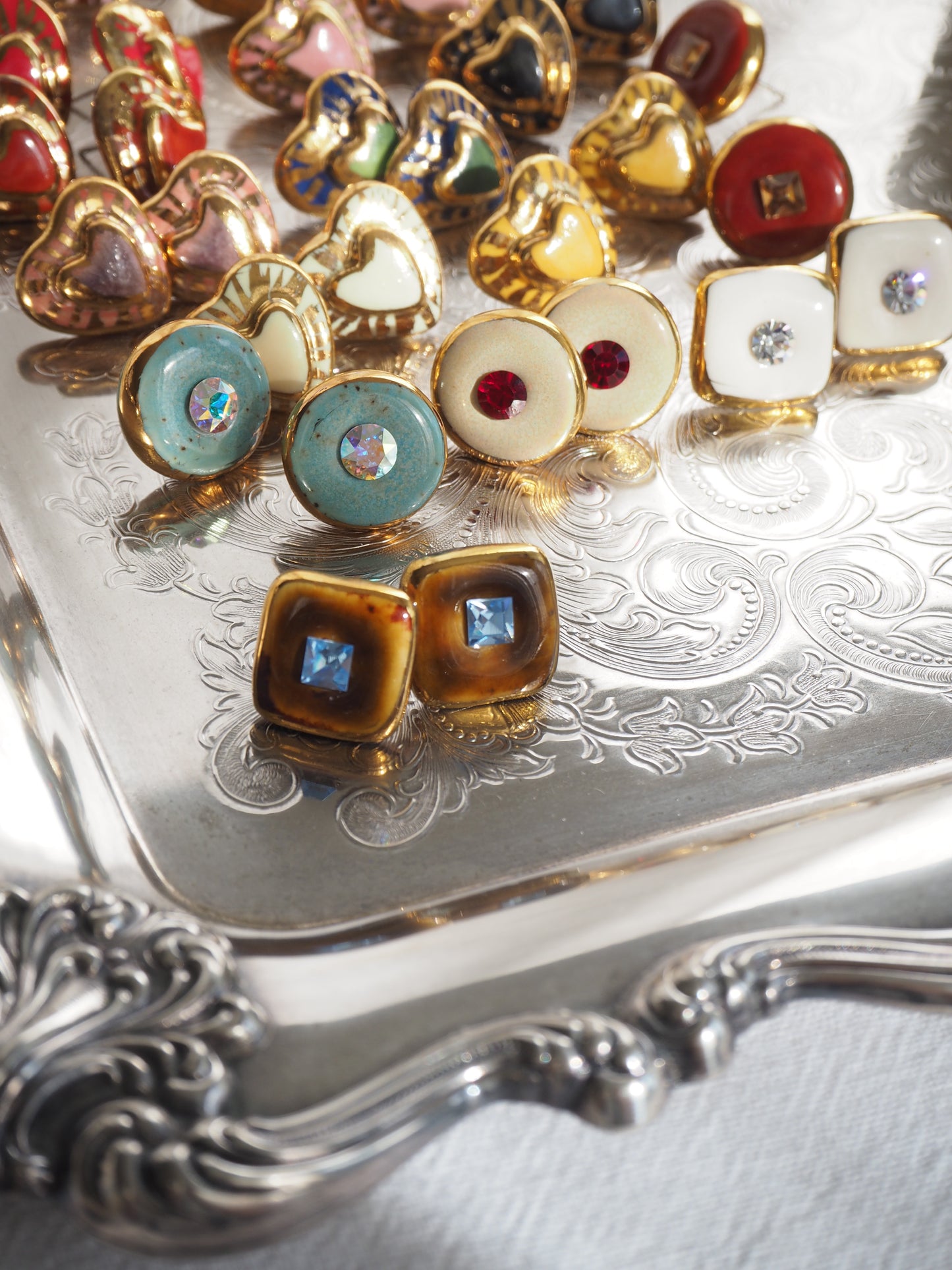 “Bigger Supernova” Warm Brown Large Handmade Porcelain Studs with 24k Gold lustre rims and an Swarovskis Crystal