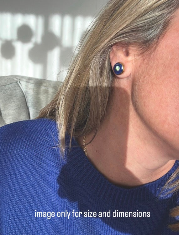 “Supernova” Pale Pink Small Handmade Porcelain Studs with 24k Gold lustre rims and Swarovskis Crystal