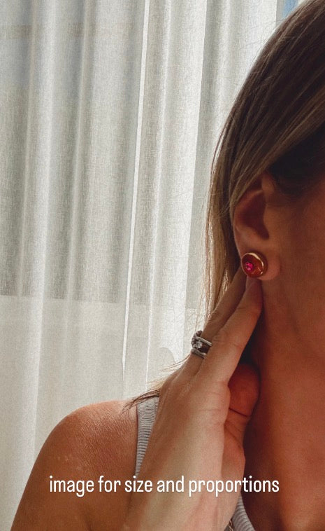 “Supernova” very Dark Green Small Handmade Porcelain Studs with 24k Gold lustre rims and Swarovskis Crystal
