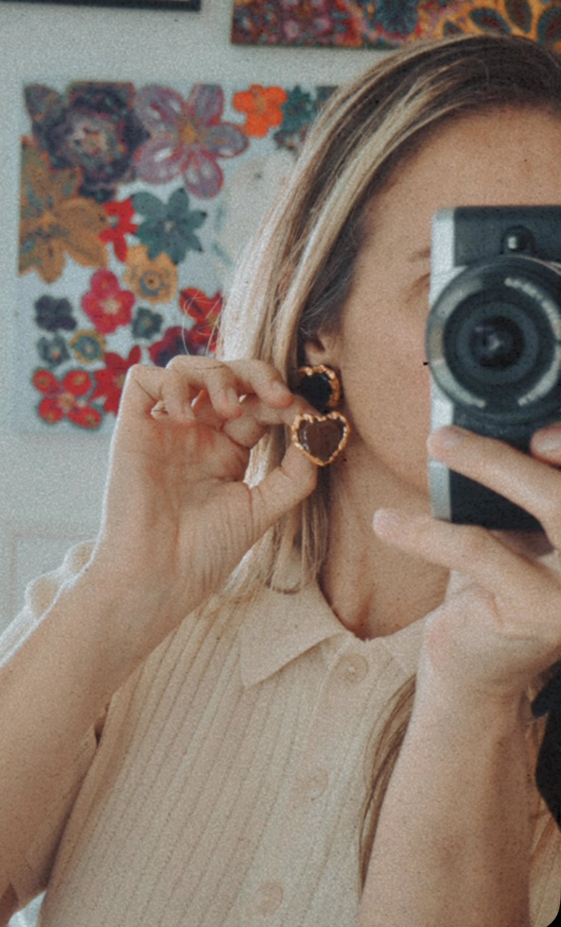 Porcelain Heart Earrings in “Deep Sienna” glossy coloured glaze & 24k Gold lustre rim